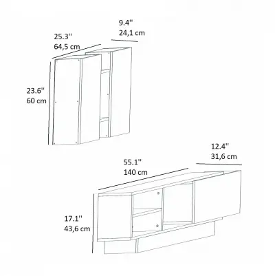 Pollen TV Stand and Entertainment Center - Anthracite & Oak