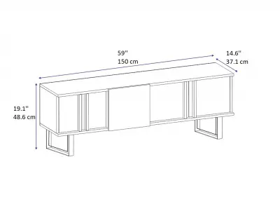 Fido TV Stand with Cabinet Shelves - Walnut & Anthracite