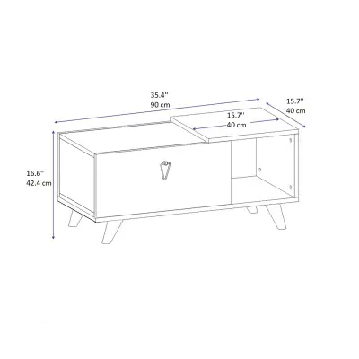 Alisya Coffee Table with Storage Cabinet and Shelf - Walnut & Anthracite