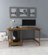 Faye Wood Computer Desk with Shelf - Walnut