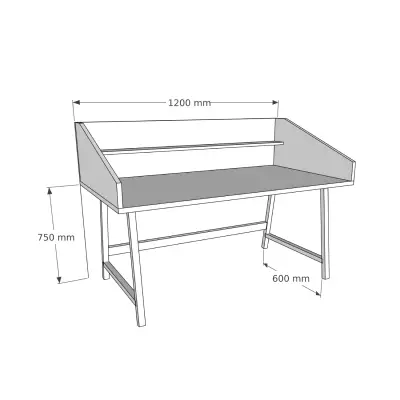 Nashy Wood Computer Desk with Front Bar Shelf - Oak