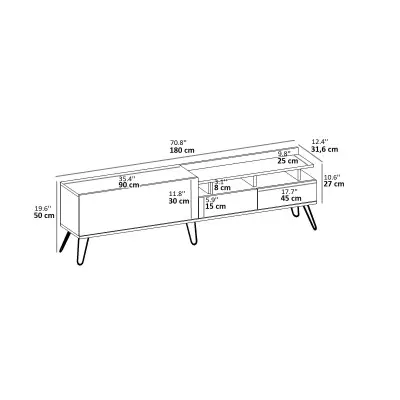 Corona TV Stand with Cabinets and Shelves - Oak & White