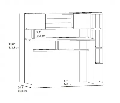 Reyna Computer Desk with Cabinets and Shelves - White & Walnut