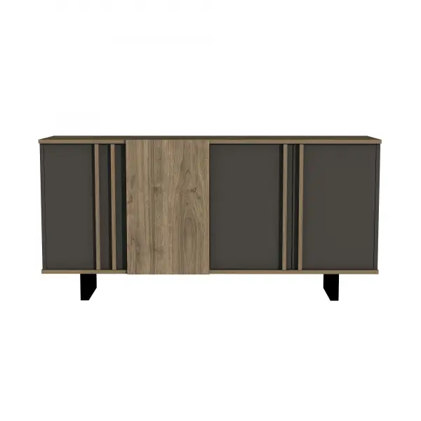 Fido Sideboard with Cabinets and Shelves - Walnut & Anthracite