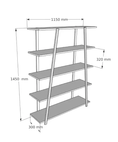 Perry 5 Tier Solid Wood Bookcase - Oak