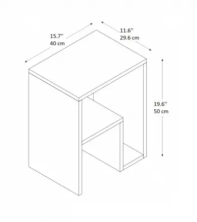 Salvia Side Table with Storage Shelf - White