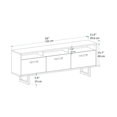 Agustine TV Stand with Cabinets and Drawers - Oak, Anthracite & White