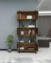 DISCONTINUED - Delano Metal Wood Bookcase - Walnut & Black