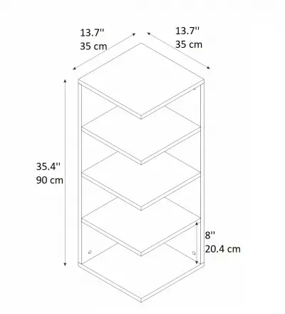 Avilu Corner Bookcase - Anthracite