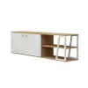 Avena TV Stand with Cabinets and Shelves - White & Oak