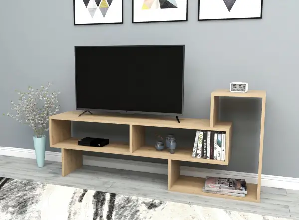 Gambia TV Stand with Shelves - Oak