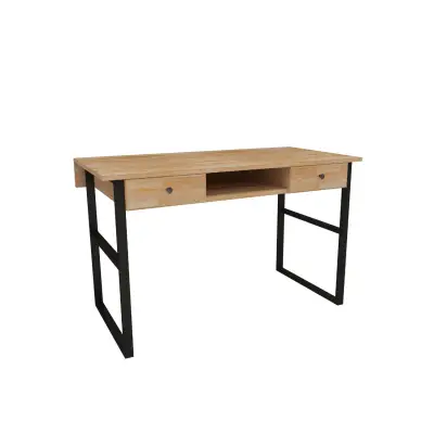 Elowen Wood Metal Computer Desk - Natural & Black