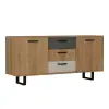 Agustine Sideboard with Cabinets and Drawers - Oak, Anthracite & White