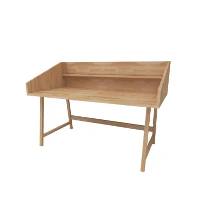 Nashy Wood Computer Desk with Front Bar Shelf - Natural