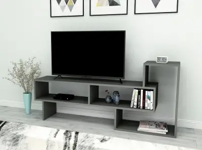 Gambia TV Stand with Shelves - Anthracite