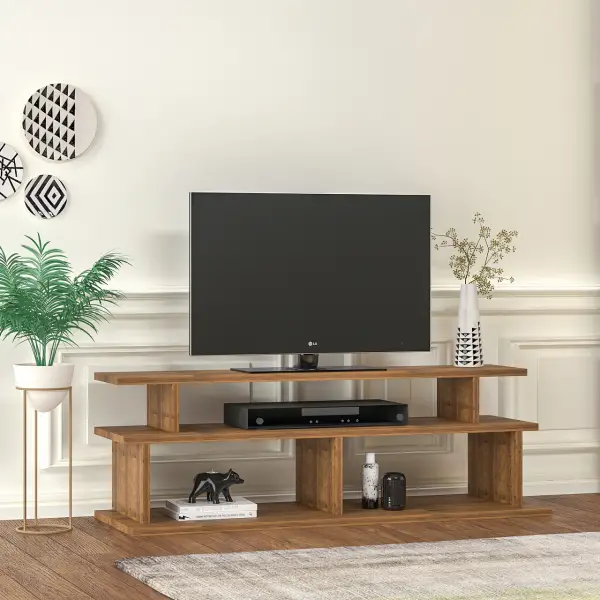 Vincent Wood TV Stand and Media Console - Walnut