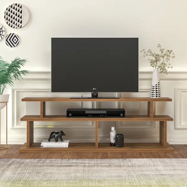 Vincent Wood TV Stand and Media Console - Walnut