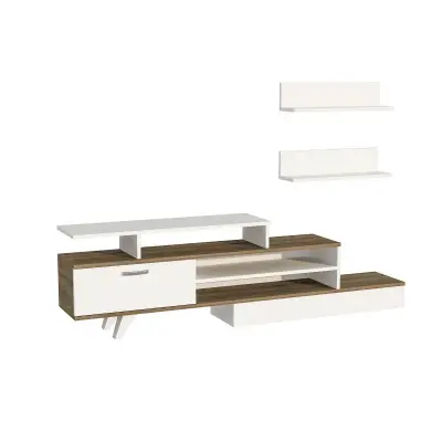 Willow TV Stand and Entertainment Center - White & Walnut