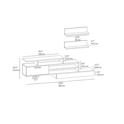 Willow TV Stand and Entertainment Center - White & Walnut