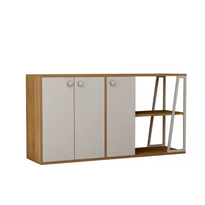 Avena Sideboard with Cabinets and Shelves - White & Oak