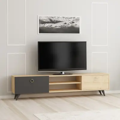 Pino TV Stand and Media Console - Anthracite & Oak