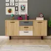 Agustine Sideboard with Cabinets and Drawers - Oak, Anthracite & White