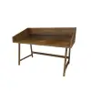 Nashy Wood Computer Desk with Front Bar Shelf - Walnut