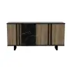 Fido Sideboard with Cabinets and Shelves - Walnut & Black Marble Effect