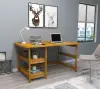 Mira Wood Computer Desk with Shelves - Oak