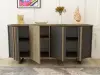 Fido Sideboard with Cabinets and Shelves - Walnut & Anthracite