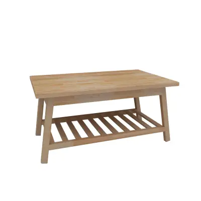 Ayla Wood Coffee Table with Storage Shelf - Natural