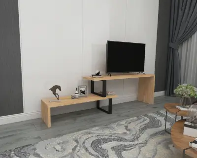 Lucian Wood Metal TV Stand - Natural