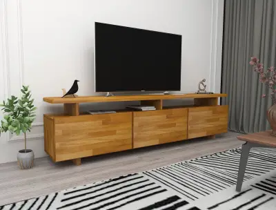 Magnus Solid Wood TV Stand and Media Console - Oak