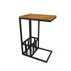 Romy Wood Metal C-Shape Side Table - Oak & Black