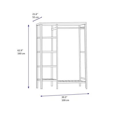 Randa 55 Solid Wood Open Wardrobe