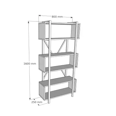 DISCONTINUED - Delano Metal Wood Bookcase - Natural & Black