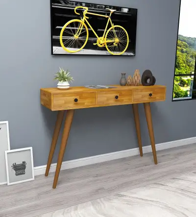 Aurelia Solid Wood Dresuar Console Table - Oak