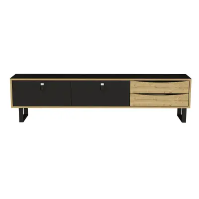 Mosso TV Stand and Media Console - Black & Oak