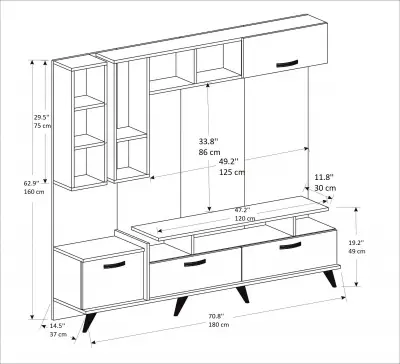 DISCONTINUED - Crown TV Stand and Entertainment Center - White & Walnut