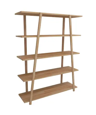 Perry 5 Tier Solid Wood Bookcase - Natural