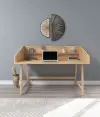 Nashy Wood Computer Desk with Front Bar Shelf - Natural