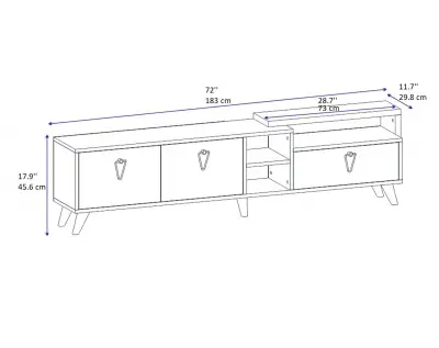 Lilium TV Stand with Cabinets and Shelves - Walnut & Black Marble Effect