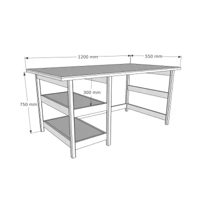 Mira Wood Computer Desk with Shelves - Natural