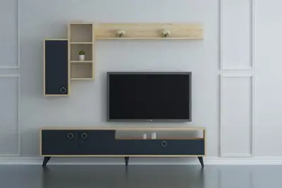 Ariana TV Stand and Entertainment Center - Anthracite & Oak