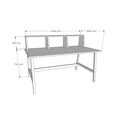 Lumi Computer Desk with Front Bar Shelf - Oak