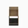 Tilia Nightstand with A Cabinet and Shelves - Oak & Black Marble Effect