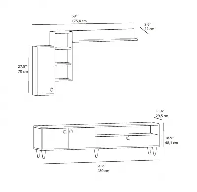 Ariana TV Stand and Entertainment Center - Anthracite & Oak