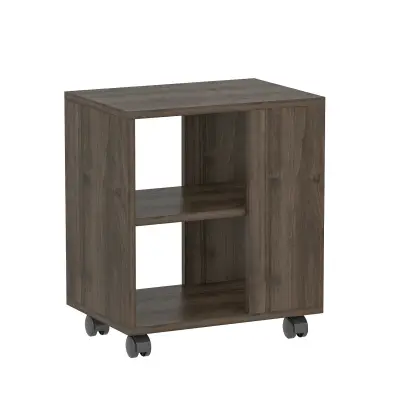 Tulipa Side Table with Shelves - Walnut