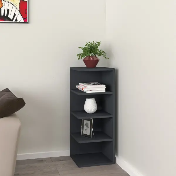 Avilu Corner Bookcase - Anthracite