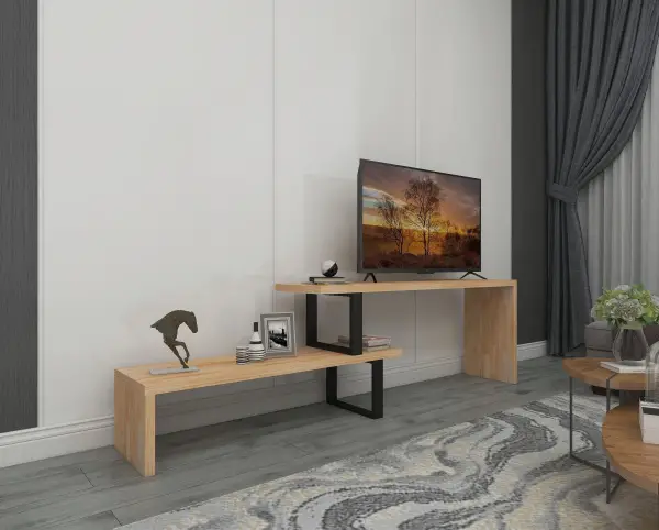 Lucian Wood Metal TV Stand - Natural